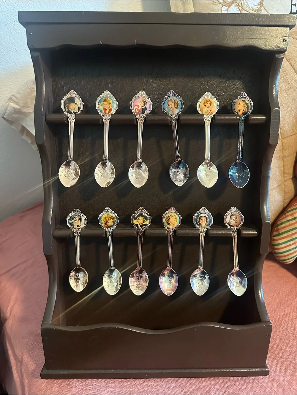Wooden wall hanging souvenir spoon holder display